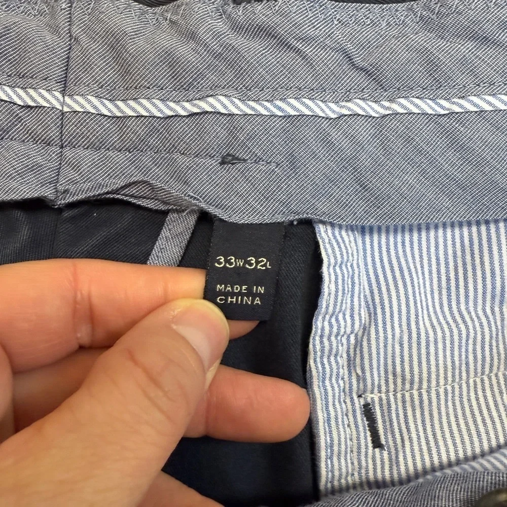 J.Crew: Men's Navy Chino Pants, Urban Slim Fit, Size 33W 32L